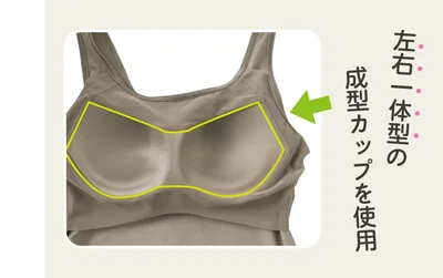 左右一体型の成型カップを使用