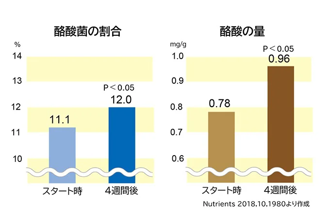 酪酸菌の割合、量の変化
