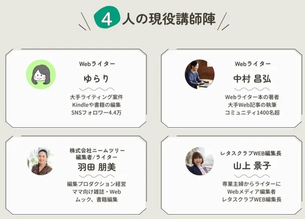 レタスクラブ Webライティング教室の講師陣