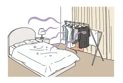 寝室での部屋干しは寝具のカビの原因になるので避けて