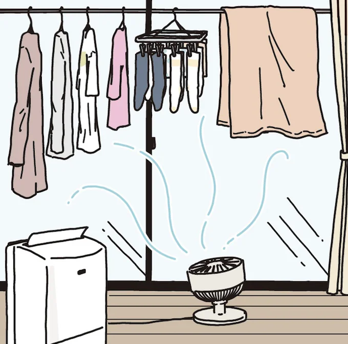 部屋干しで速乾を実現させるにはサーキュレーターの使用が必須！