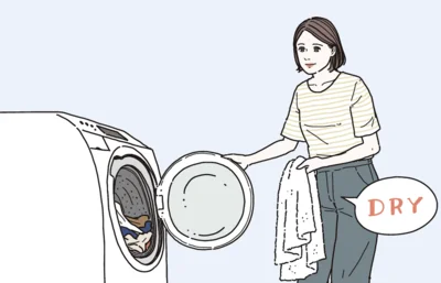 洗濯乾燥機は乾いたタオルを一緒に入れて乾燥時間を短縮
