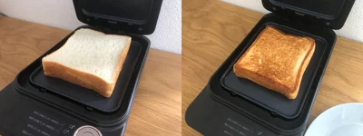 両面プレートでパンを囲うように焼き上げる