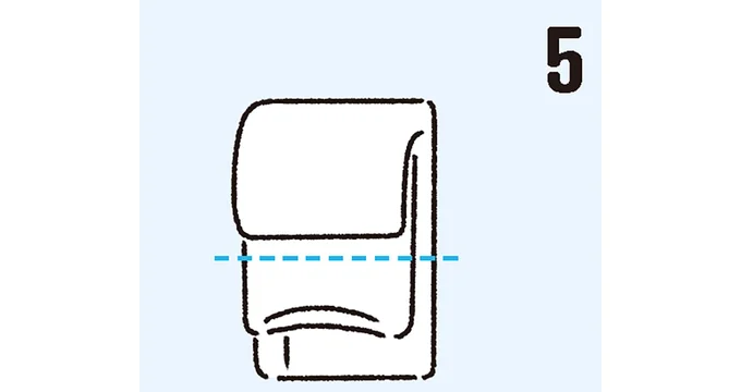 さらに3~4等分にたたんで、厚みのある小さな長方形にする。