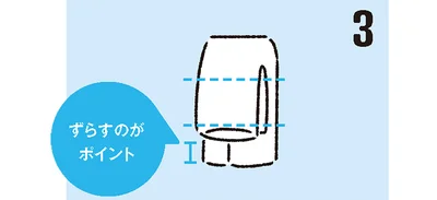 首から裾に向かって折る。裾までしっかり重ねず、ゆとりをもたせる。