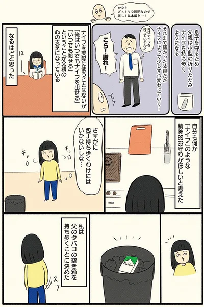 精神的なお守り欲しさに父のタバコの空き箱を持ち歩く