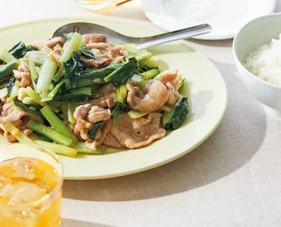 豚肉と小松菜のうま酢炒め