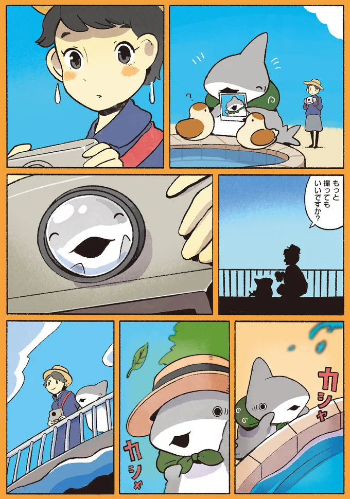 喜ぶ子ザメを見て