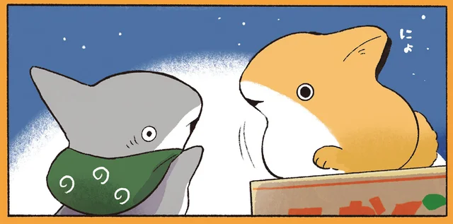 うさぎ？ サメ？ 似た者同士の2匹が出会ったのは、とても明るい満月の夜