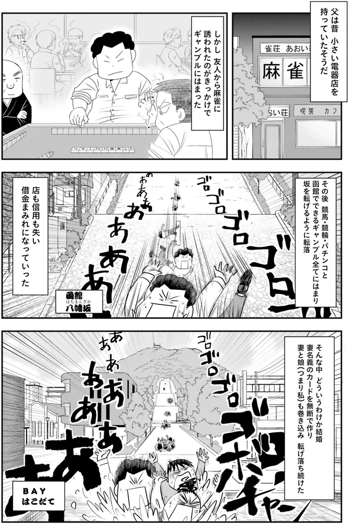 妻と娘（つまり私）も巻き込み転げ落ち続けた