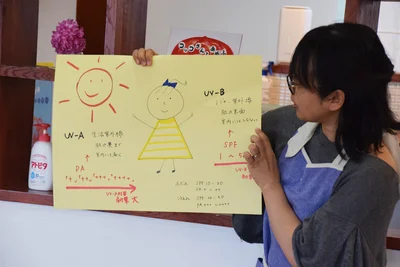 お話会では、赤ちゃんの日焼けについてココロの皆さんがアドバイス