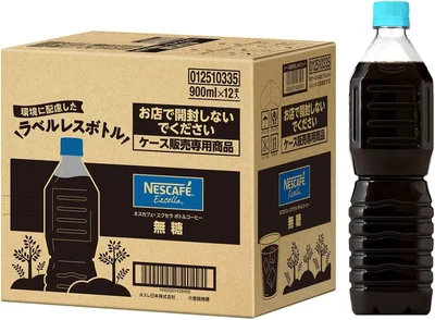 ネスカフェ ボトルコーヒー エクセラ 無糖 ラベルレス 900ml ×12本【アイスコーヒー】