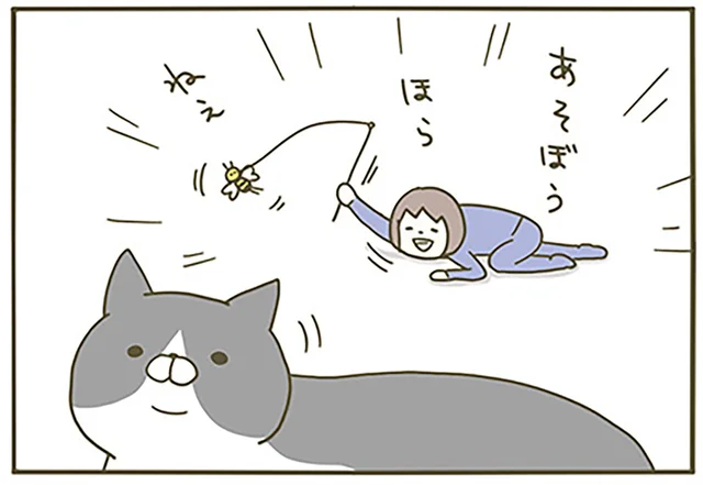 猫の日向ぼっこは誰にも邪魔できない!? ノリノリで遊びに誘っても全然動いてくれません／うちの猫がまた変なことしてる。（9）