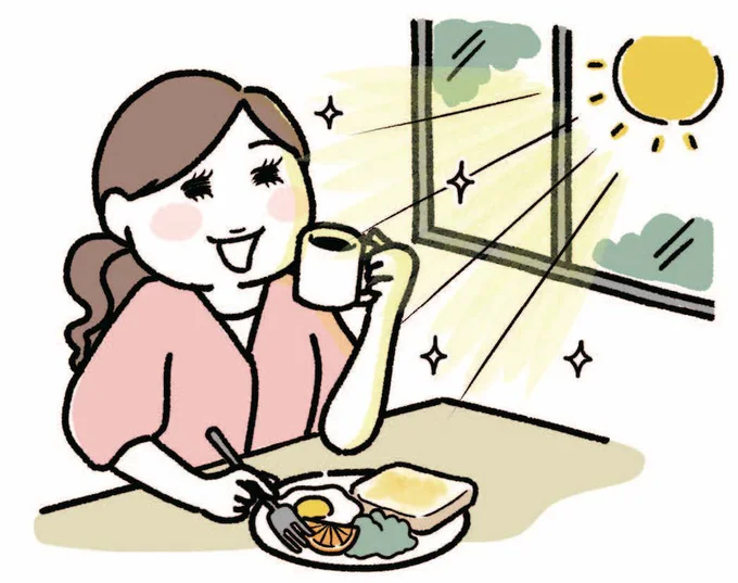 起床後1時間以内に朝食をとると、体内時計が調整される