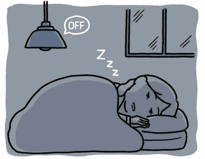 暗いほうが睡眠ホルモンが分泌されので、寝室は真っ暗が理想的