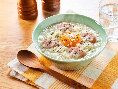 アレンジレシピ「あっさりコク旨チーズがゆ」