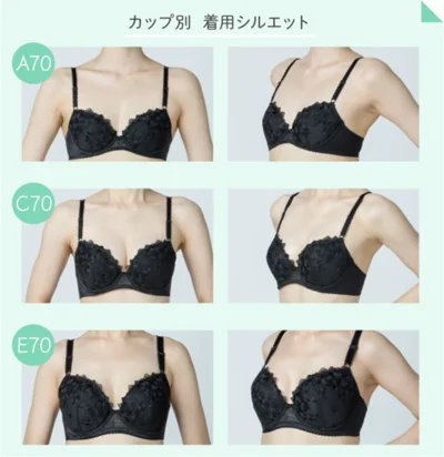カップ別　着用シルエット