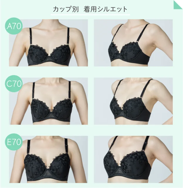 カップ別　着用シルエット