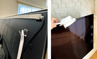 掃除用具をフックでつるしておけば、いつでもサッとキレイに！