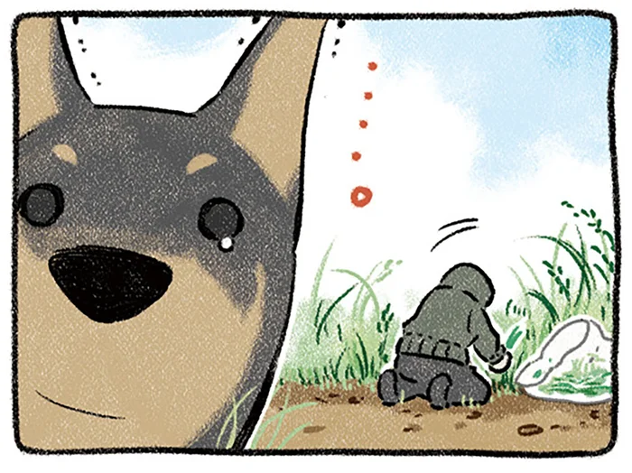 かまってほしくて悲しそうにする愛犬。数々の作戦を実行するも、飼い主は草むしりで忙しいんです！／ドベとノラ（2）