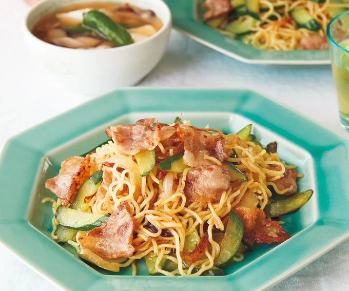 豚バラときゅうりの塩焼きそば