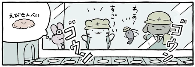 えびせんべいになるはず?! 期待してじっと見守るうさぎ先生／ホワイトタイガーとブラックタイガー（9）