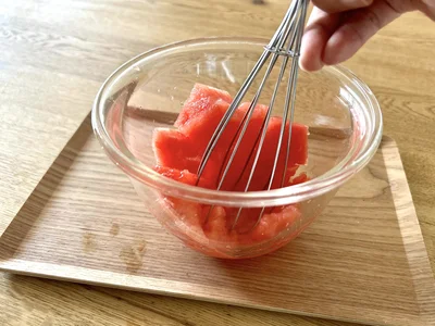 ミキサーがなければ、泡立て器でつぶしてもOK