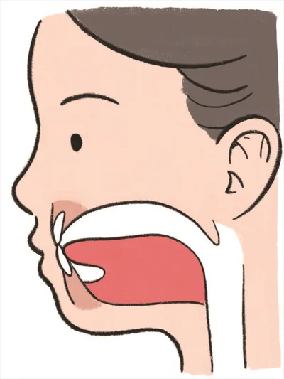 舌が上あごについていない「落ち舌」の状態