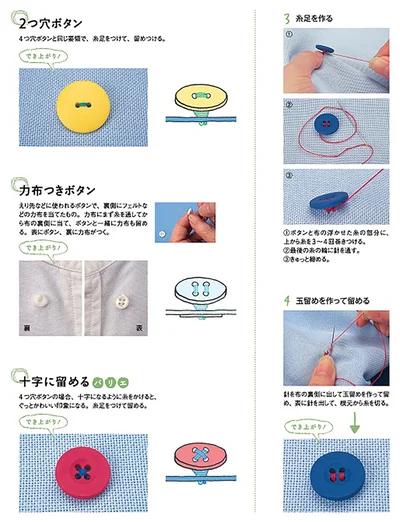 ボタンがかけやすいように、糸足を作って、しっかりつけましょう