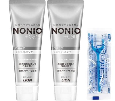 NONIO(ノニオ) プラス ホワイトニング [医薬部外品] ハミガキ (高濃度フッ素 1450ppm配合) 歯磨き粉 セット 130g×2個+Y字フロス付き