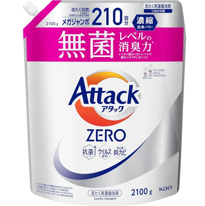 アタックZERO アタック液体史上 最高の清潔力。無菌レベルの消臭力 詰め替え 2100ｇ