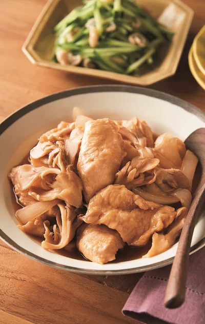 仕上げのバターでコクを足して「とり肉とまいたけの治部煮（じぶに）風」