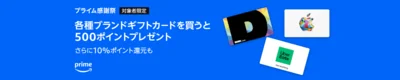 【今売れているNo.10】Apple Gift Card (Eメール送信)。10,000円分以上ブランドギフトカードを購入すると500ポイントもらえるキャンペーンは10月20日まで！