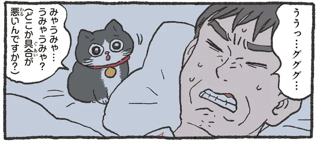 具合が悪いの!? 大丈夫？ 夜中に社長がうなされていた、しょうもない理由／ねこに転生したおじさん3（6）