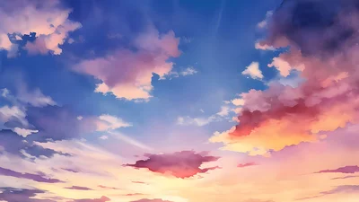 夕方になると、青かった空は夕焼けで赤く染まる。