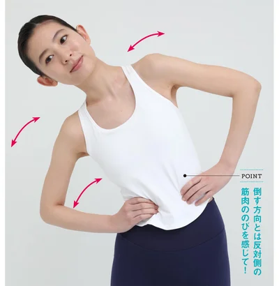 押し込んだまま横にゆっくりと倒す