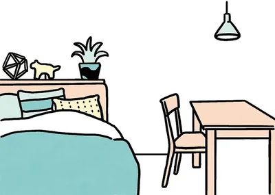 ベッドと机だけで自分の部屋はスッキリと