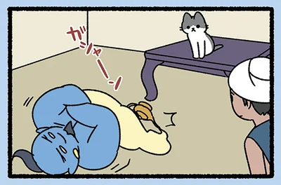 テーブルの上にあるものは落としたくなる