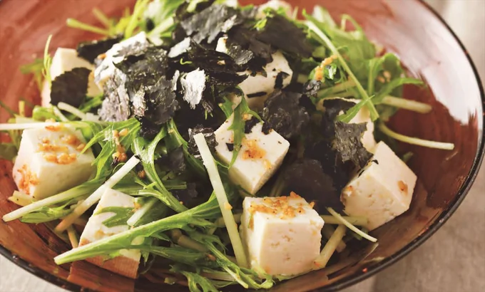 「豆腐と水菜のごまサラダ」