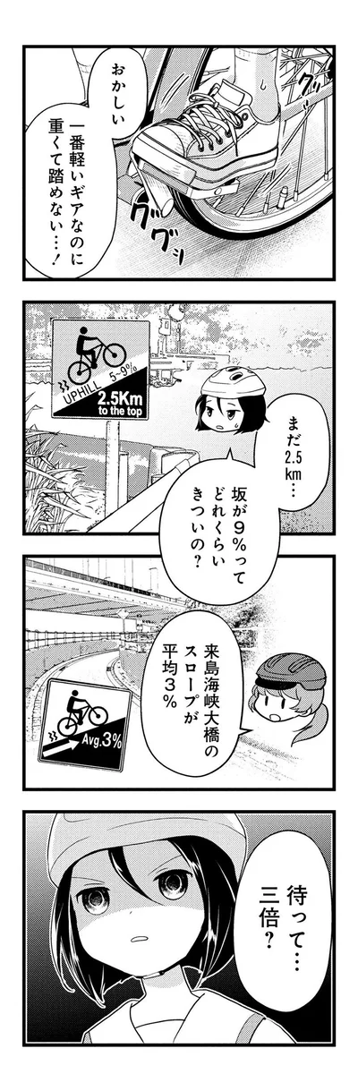 おかしい、一番軽いギアなのに重くて踏めない...！
