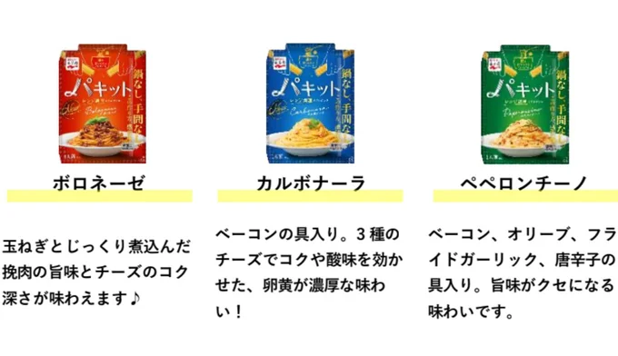 パキットを使えばいろいろな種類のパスタができる!