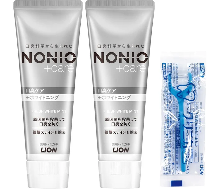 【ブラックフライデー売れてるランキング2位】NONIO(ノニオ) プラス ホワイトニング [医薬部外品] ハミガキ (高濃度フッ素 1450ppm配合) 歯磨き粉 セット 130g×2個+Y字フロス付き 