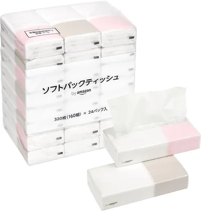 【ブラックフライデー売れてるランキング10位】by Amazon ソフトパックティッシュ 320枚160組(2枚重ね) x 24パック入 ホワイト
