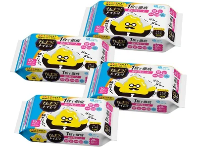 エリエール キレキラ！トイレクリーナー 1枚で徹底おそうじシート うんこドリルデザイン企画品 幸うんの香り 蘭の香り つめかえ用80枚(20枚×4個セット)