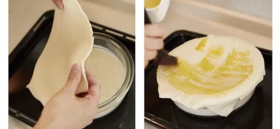 缶詰のスープにパイシートをかぶせて焼くだけでごちそうに
