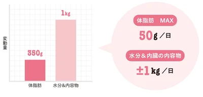 体脂肪と水分＆内容物の変動量