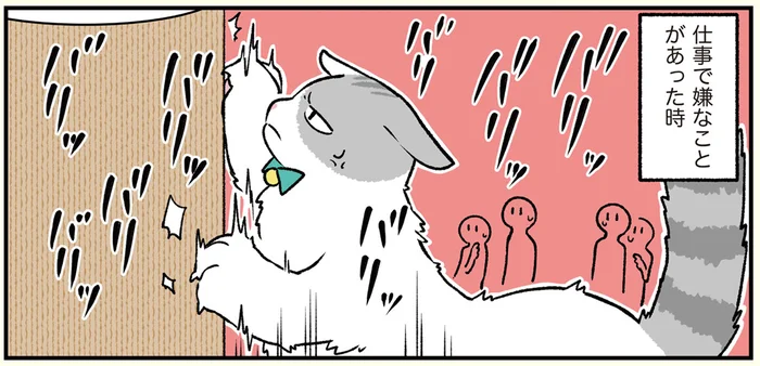 会社に設置された爪とぎ柱。猫になった社員のメンタルケア