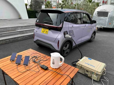 サクラから電気製品への給電デモンストレーション