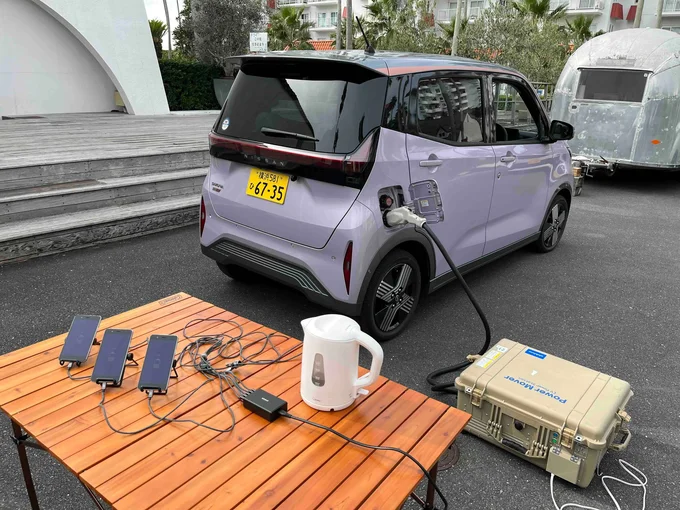 サクラから電気製品への給電デモンストレーション