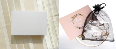 アクセサリーは立体のボックスやメッシュの巾着など、丁寧に包装されています